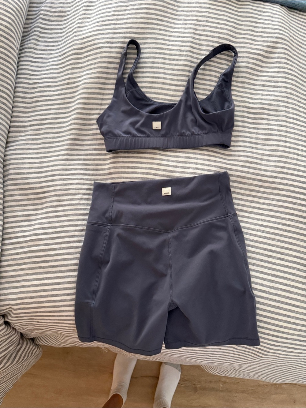 Vuori Women's High-Waist Bike Shorts/ Bra in Charcoal - Picture 2 of 2